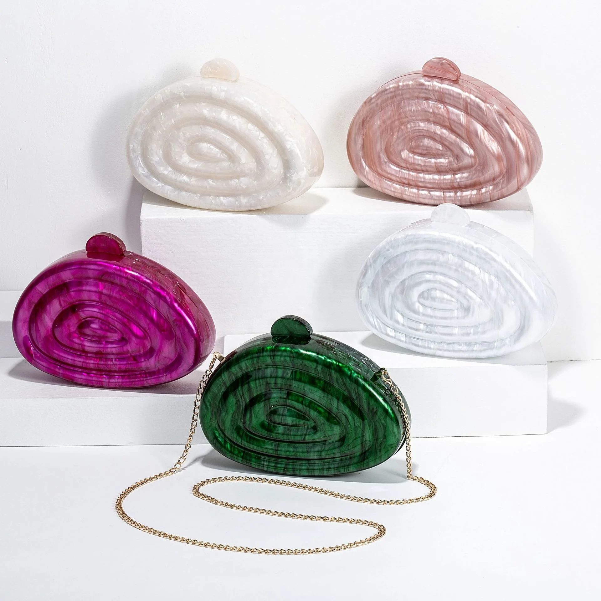 

Trendy 2025 Party Clutch Bags Oval Marble Women's Party Elegant Bag Chain Shoulder Unique Ladies Evening Purse Luxury Clutches
