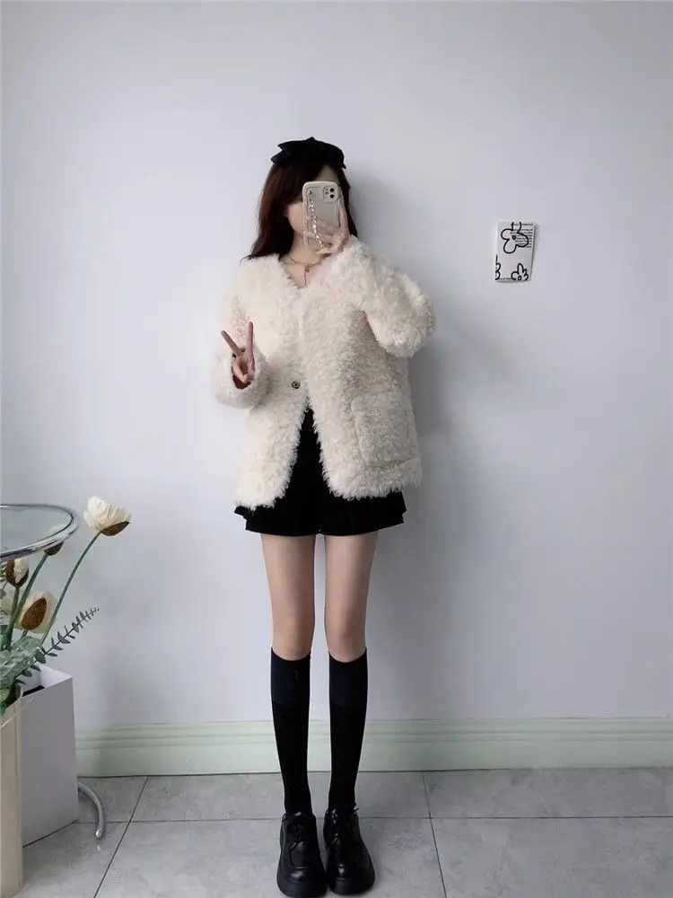 Haining Lamb Short Women's Coat, Young 2024 Autumn And Winter New Item, Toka Fur One-Piece