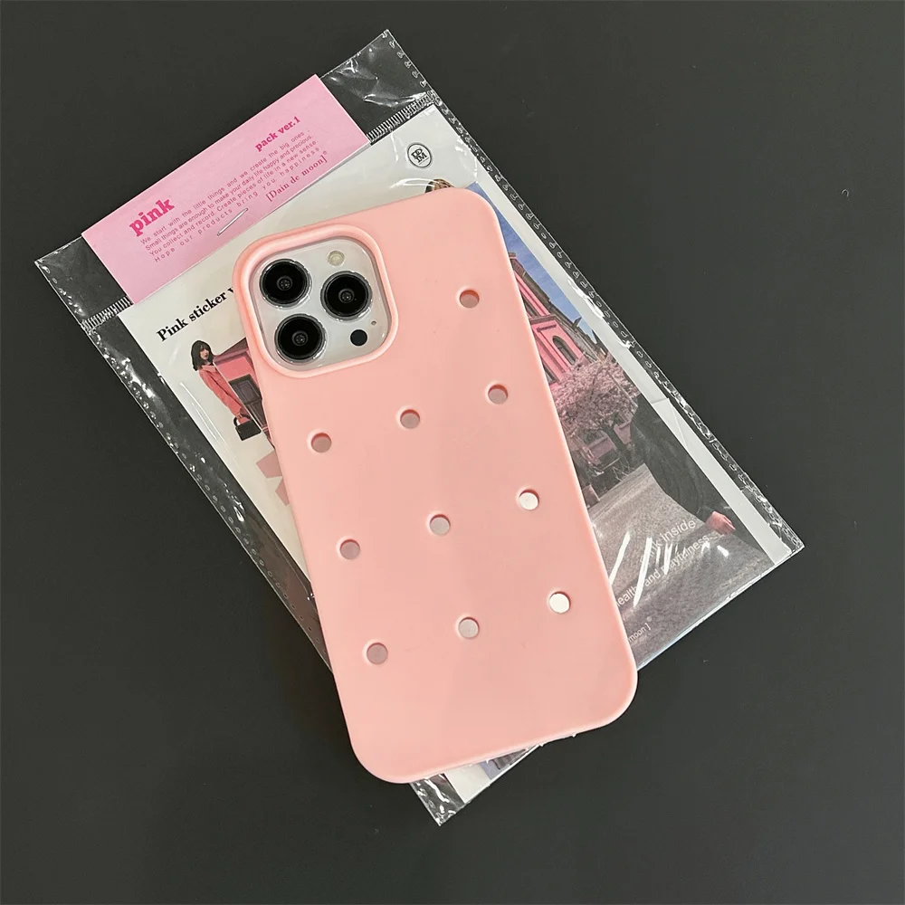 Dla Crocs Charms Silikonowe miękkie etui na telefon dla iPhone 14 12 11 13 15 16 Pro Max Mini X XR XS 7 8 SE Oddychająca, wstrząsoodporna obudowa