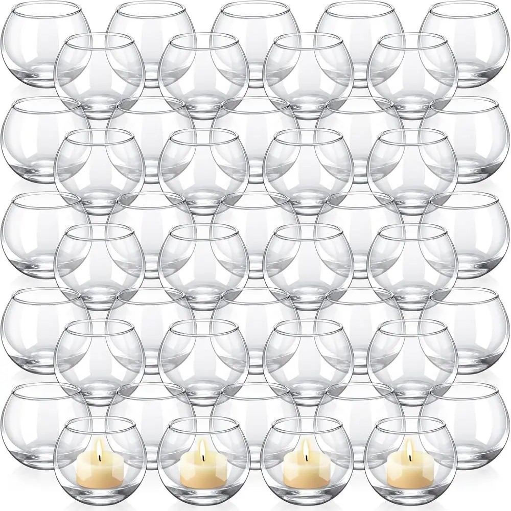 

48 шт. прозрачных стеклянных подсвечников для чайных свечей оптом, декор для свадебного стола, ваза или свадебное украшение