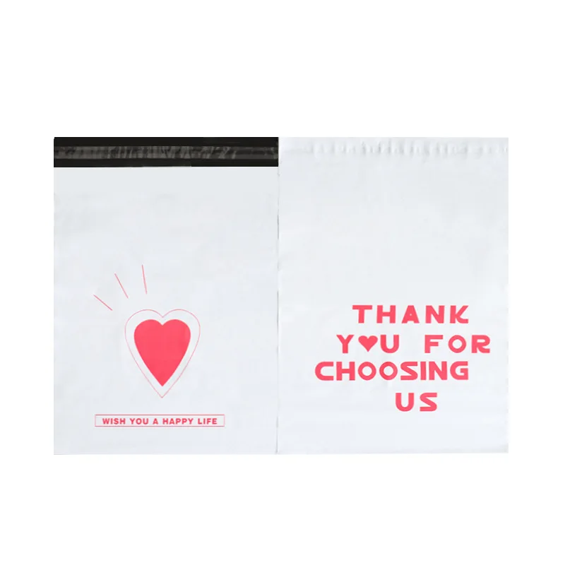 50Pcs Pink Heart Courier Bags THANK YOU FOR CHOOSING US Shipping Mailing Bag Poly Express Packaging Envelope Clothing Gift Pouch