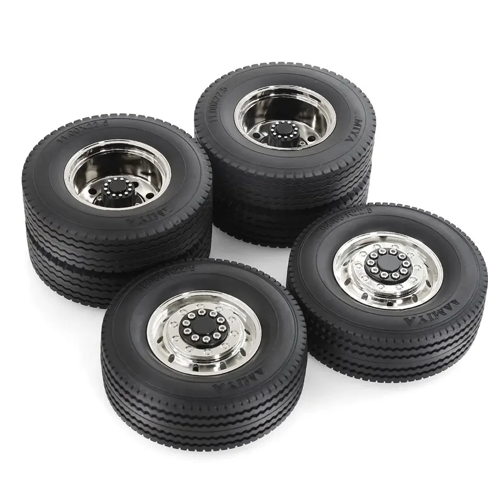 

W201 Universal Metal Rim +Tire Set for Tamiya 1/14 Tractor Truck RS Red Spider RC Cars etc- High-Quality Aluminum Alloy Material