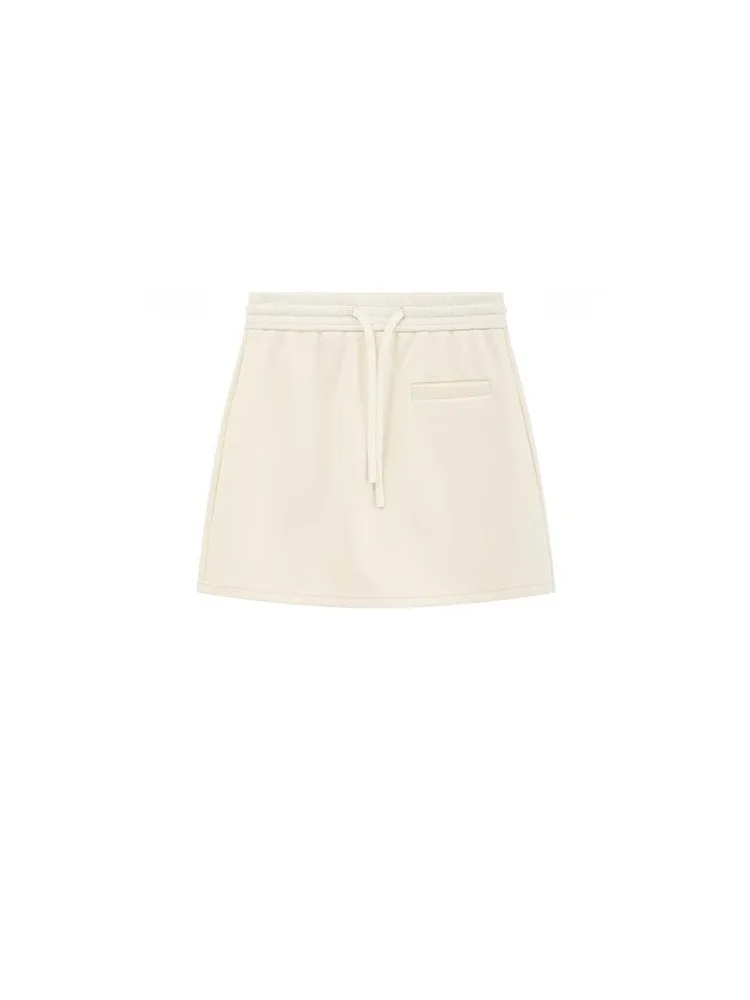 Casual Sporty Mini Skirt High Waist Drawstring Bodycon Fit Short Skirt Petite Women Youthful Elastic Waist Outfit Summer Fashion