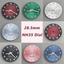 28.5mm NH35 dial Pink Arab dial no luminous dial Silver stainless steel convex Arabic dial Watch accessories