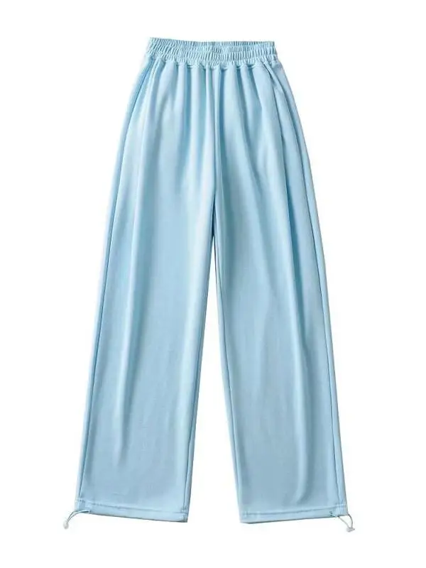 بنطلون رياضي نسائي بخصر مرتفع ورباط، تصميم عصري للربيع والخريف، فضفاض ومستقيم الساق، بنطلون طويل كاجوال #3