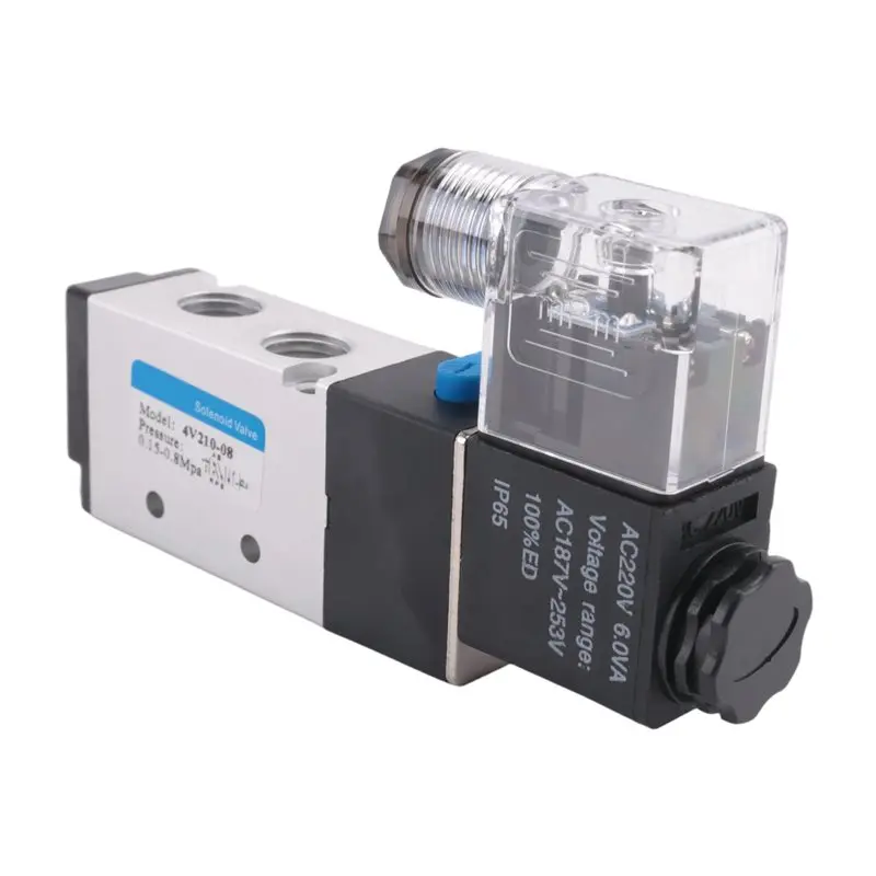 

【A56X】Pneumatic Electric Solenoid Valve 5 Way 2 Position Control Air Gas Magnetic Valve 220V Coil Volt 8Mm Hose Connection