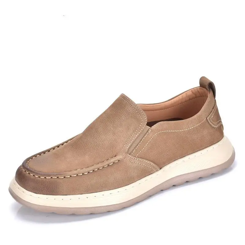 

Men's Casual Business Leather Shoes Spring Autumn New Style Cowhide Breathable Slip-On Lightweight Soft Bottom Bean Bean Shoes