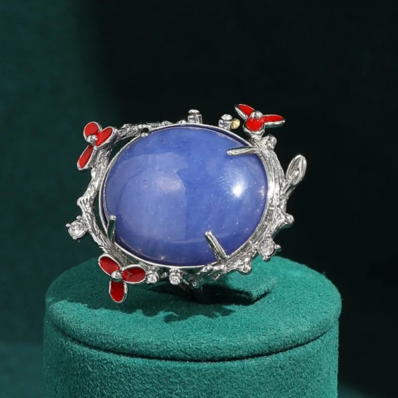

Vintage Lapis Lazuli Flower Ring Yellow Natural Stone Accessories For Women Silver Plated Luxury Dubai Jewelry Designers 2026