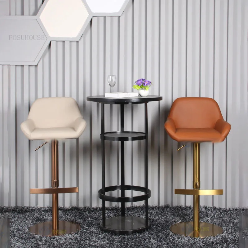 Modern Metal Bar Chairs Backrest Light Luxury Dining Room Bar Chair Nordic Commercial Cadeiras De Jantar Outdoor Furniture WZ