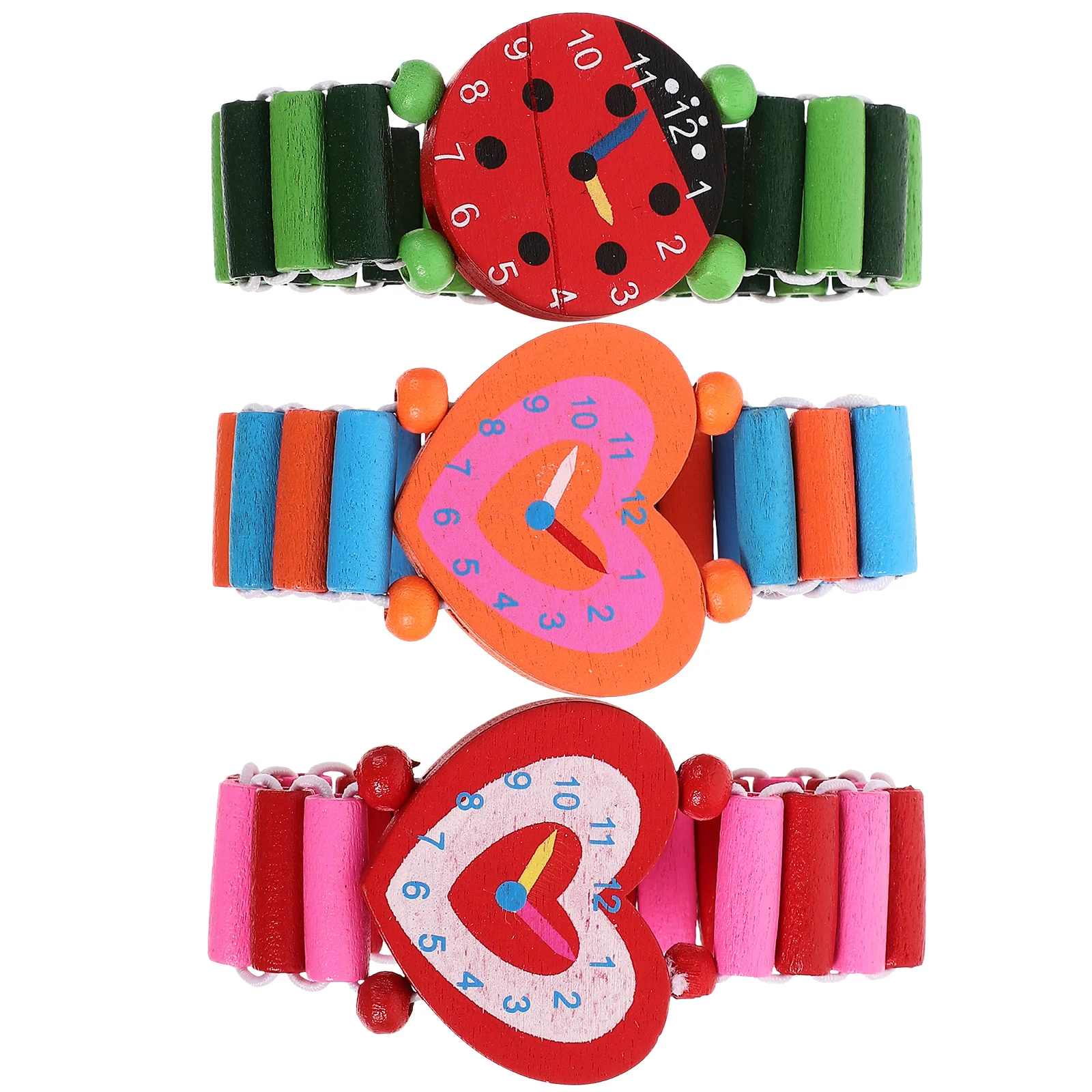 

3 PCS Wood Crafs Simulation Watch Wristwatches Kids Christmas Crafts Cartoon Wooden