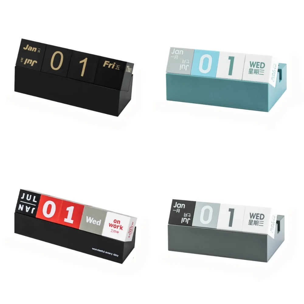 Creative Cube Shape Perpetual Calendar Date Display Ornaments Multi-function Desk Calendars Mini Stationery Phone Holder Student