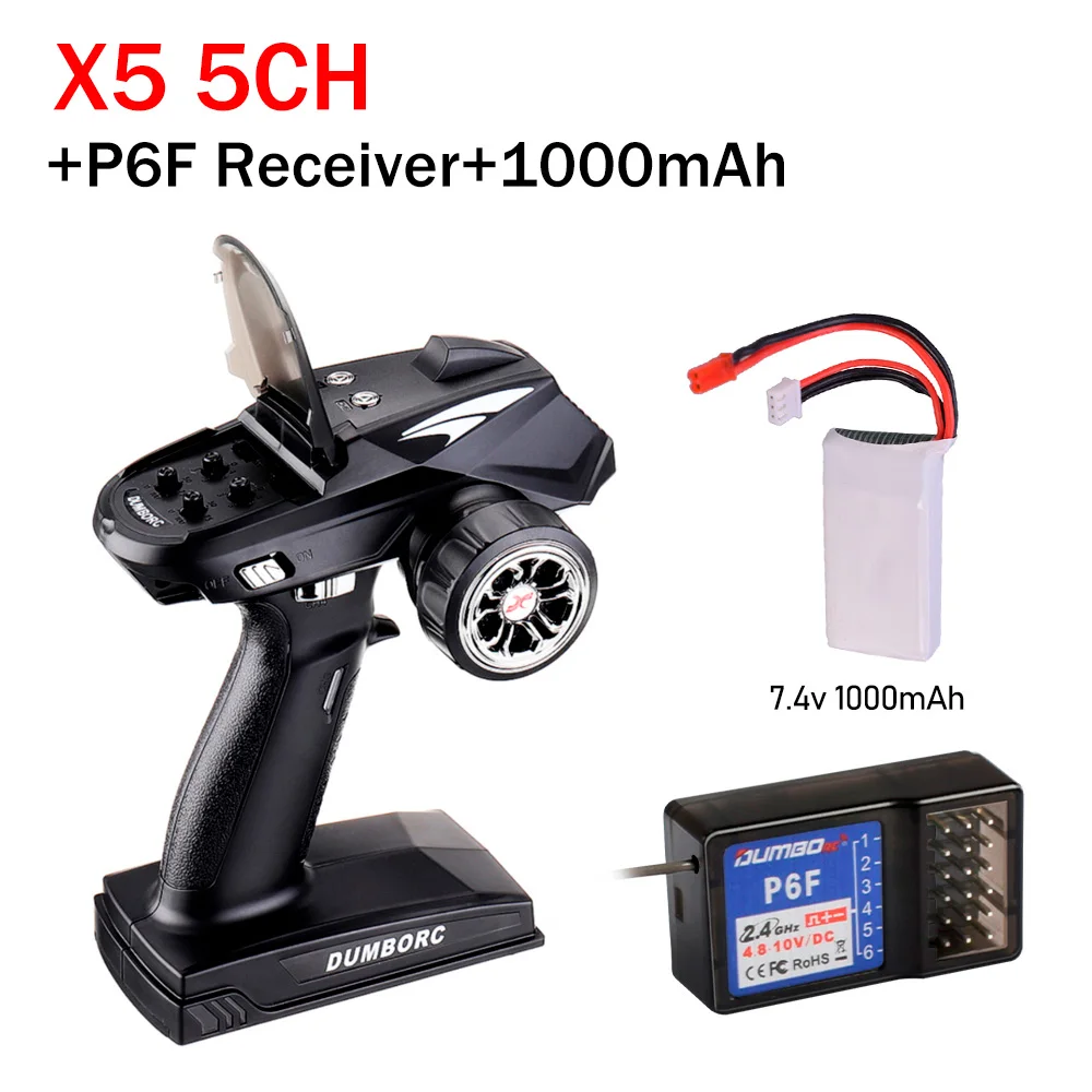 DUMBORC Zender Afstandsbediening 2.4G 6CH X6 met P6FG Gyro Ontvanger LED Lichtset voor 1/10 1/8 Crawler Axial SCX10 RC Auto - afbeelding 1
