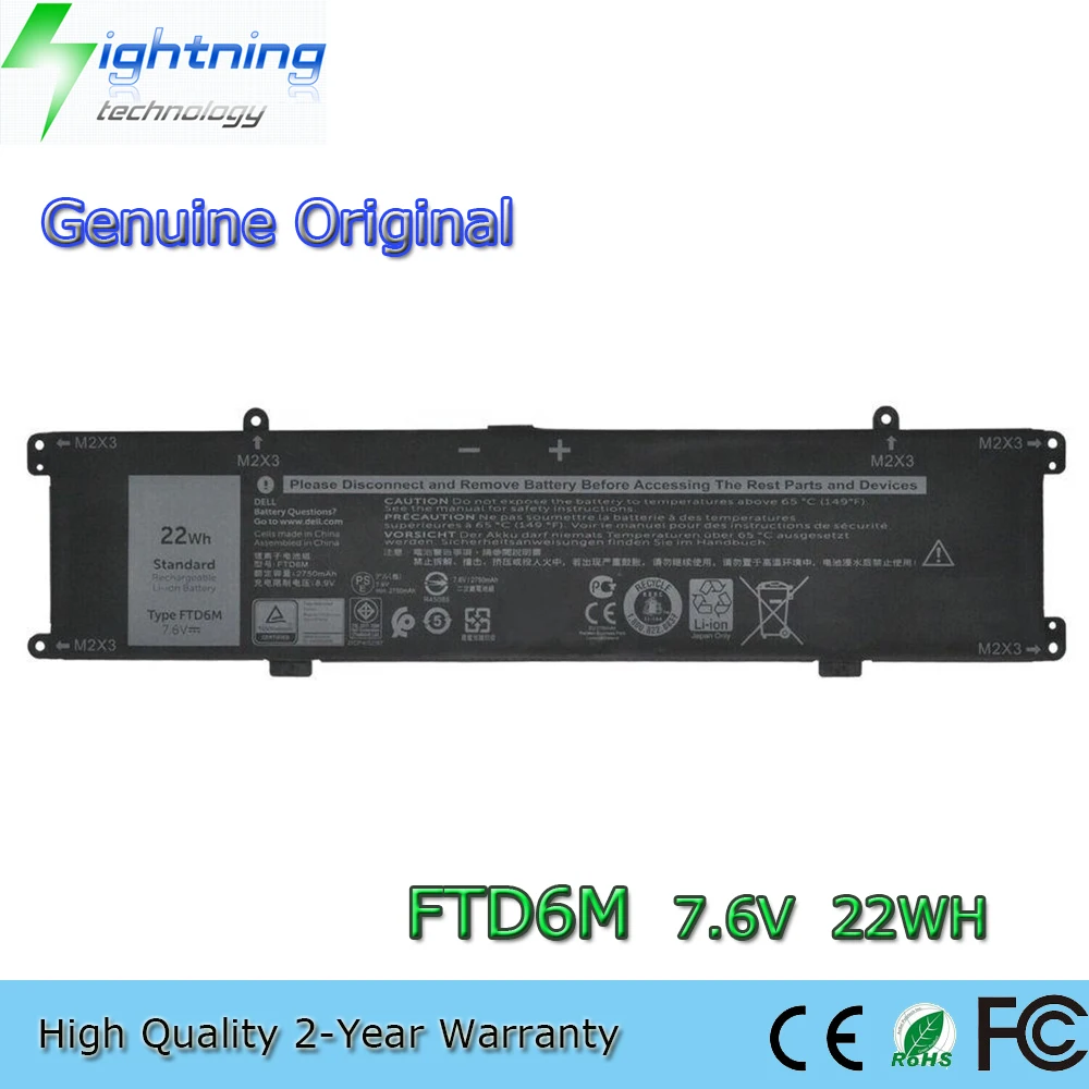 Brand New Genuine Original FTD6M 7.6V 22Wh Laptop Battery for Dell Latitude E7285 2-in-1 06HHW5 K17M-BK-US 6HHW5 K17M