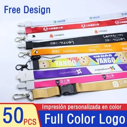 50Pcs Full Color Custom Printed Keychain Personal Printing Thick Lanyard Neck Rope With Logo Name For Badge Holder ID Name Cards