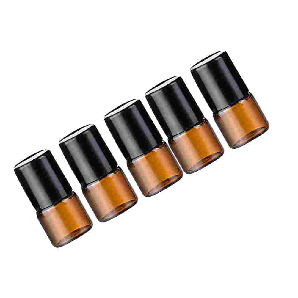 

5PCS 1ml Portable Roll-Ball Bottles Perfume Essential Oil Dispensing Glass Bottles for Travel Trip with Black Lids
