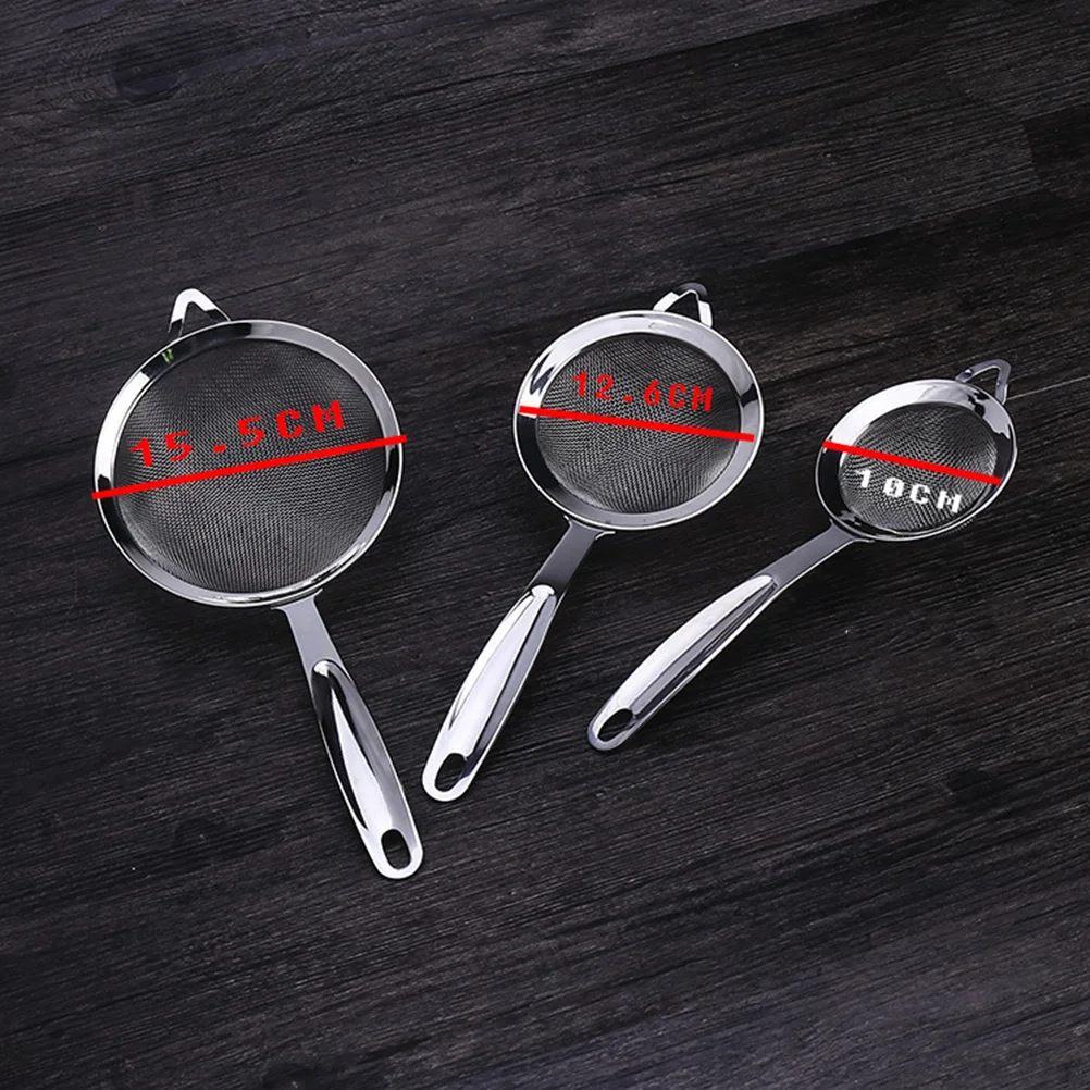 

3pcs Stainless Steel Mesh Sieve Sifter Set For Flour Powder Baking Kitchen Strainer Colander Grain Sieve Fine Mesh Filter Tea