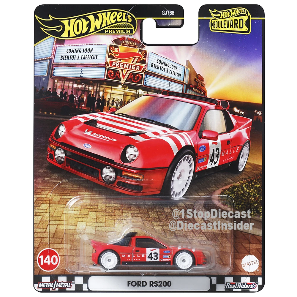 

Hot Wheels Cars PREMIUM BOULEVARD Ford RS200 1/64 Металлическая литая под давлением модель Коллекция игрушечных транспортных средств GJT68-140