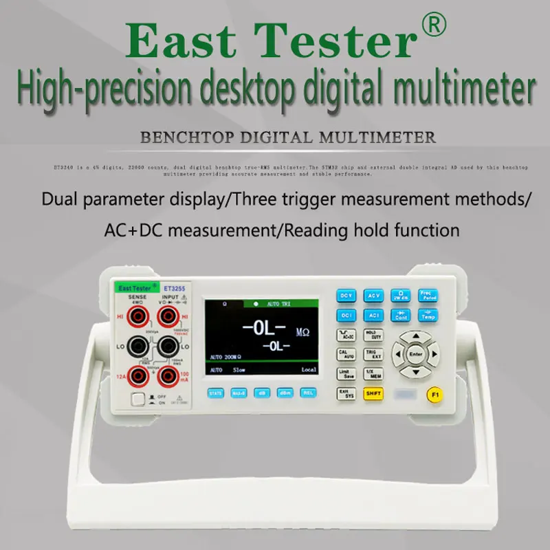 ET3255 51⁄2 multimètre numérique de table Écran LCD TFT 3,5 pouces 220000   Compte un double multimètre numérique True-RMS de paillasse