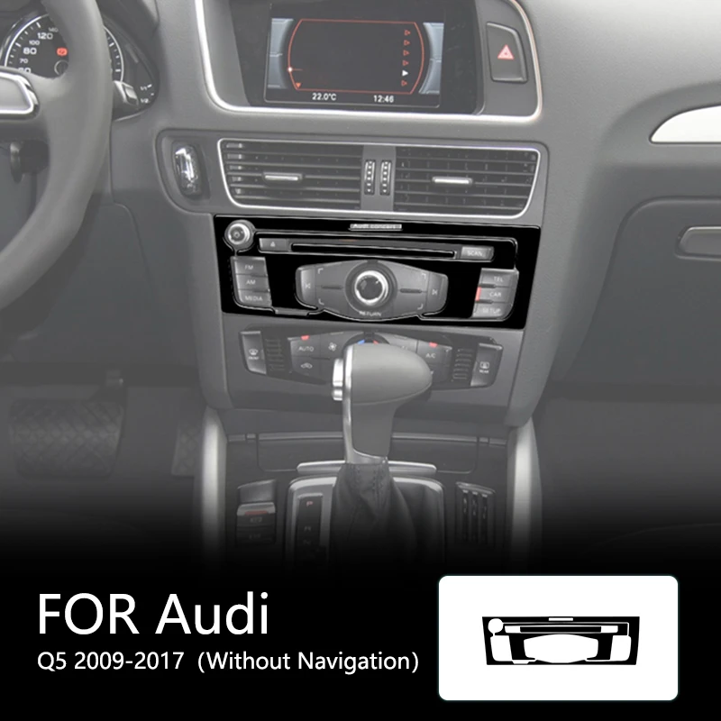 Radio With CD Player Brand New ABS Gloss Black Stickers For Audi Q5 2009-2017（Without Navigation）Car Interior Accessories