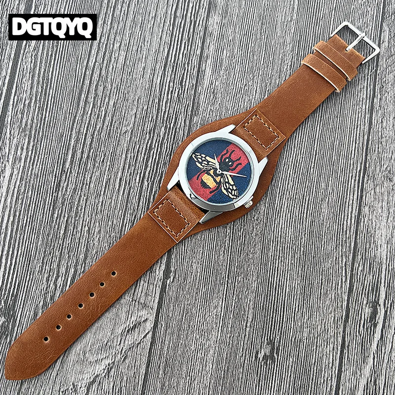 Jam Tangan Kuarsa Wanita Tali Kulit PU Bordir Mewah Jam Tangan Olahraga Pria Kreatif yang Dipersonalisasi reloj para mujer
