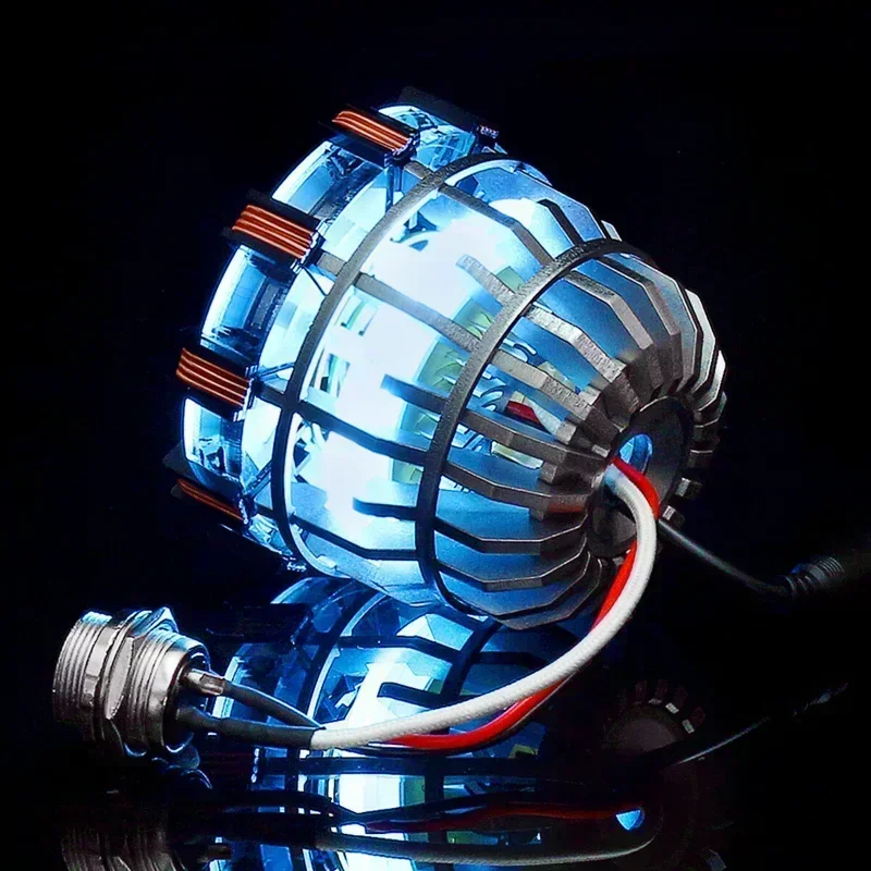 Aluminum Alloy Arc Reactor DIY Model Decorative MK1 MK2 Led Light Mark Chest Tony Heart Lamp Light Model Science Discovery Toy