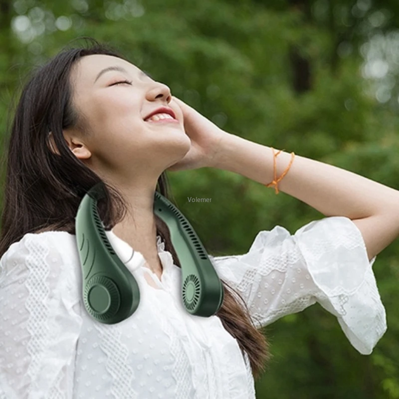New Youpin Hanging Neck Fans Portable Cooling ventilador USB Leafless 360 Degree Neckband 78 Surround Air Outlets Rechargeable