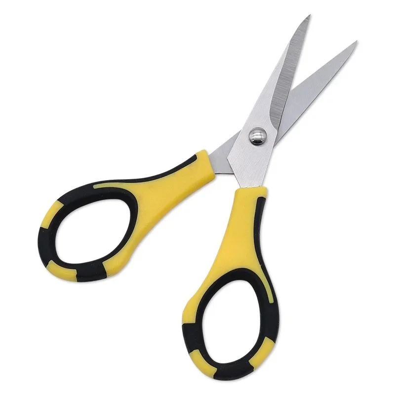 5 بوصة الفولاذ المقاوم للصدأ شفرة الملابس DIY بها بنفسك الموضوع المقص PP مقبض المدرسة مكتب طالب مقص تفريغ أداة أسود أصفر