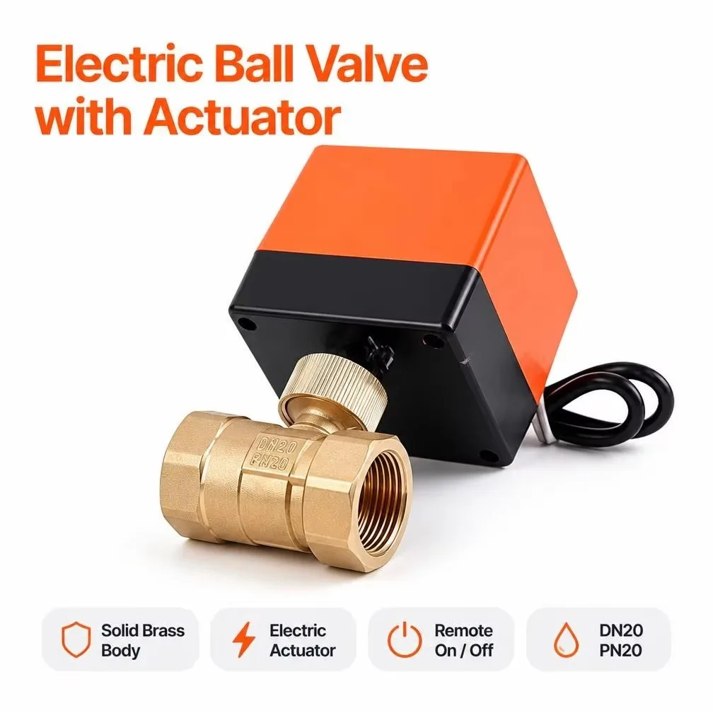 High Quality Edison DN15/DN20/DN25 Electric Ball Valve Water 2 3 Way 220/120/40V Bidirectional Hysteresis Synchronous Motor