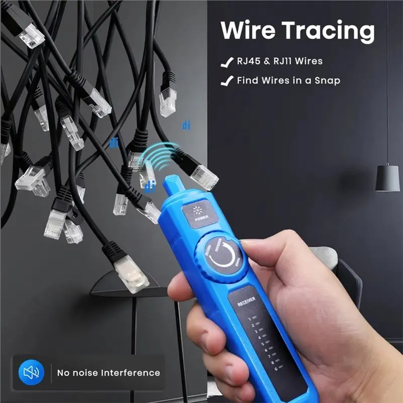 NEW HOT In Stock-High Sensitivity Ethernet LAN Network Cable Tester POE RJ45 RJ11 Telephone Wire Tracker Upgraded ABS Probe Line view 2