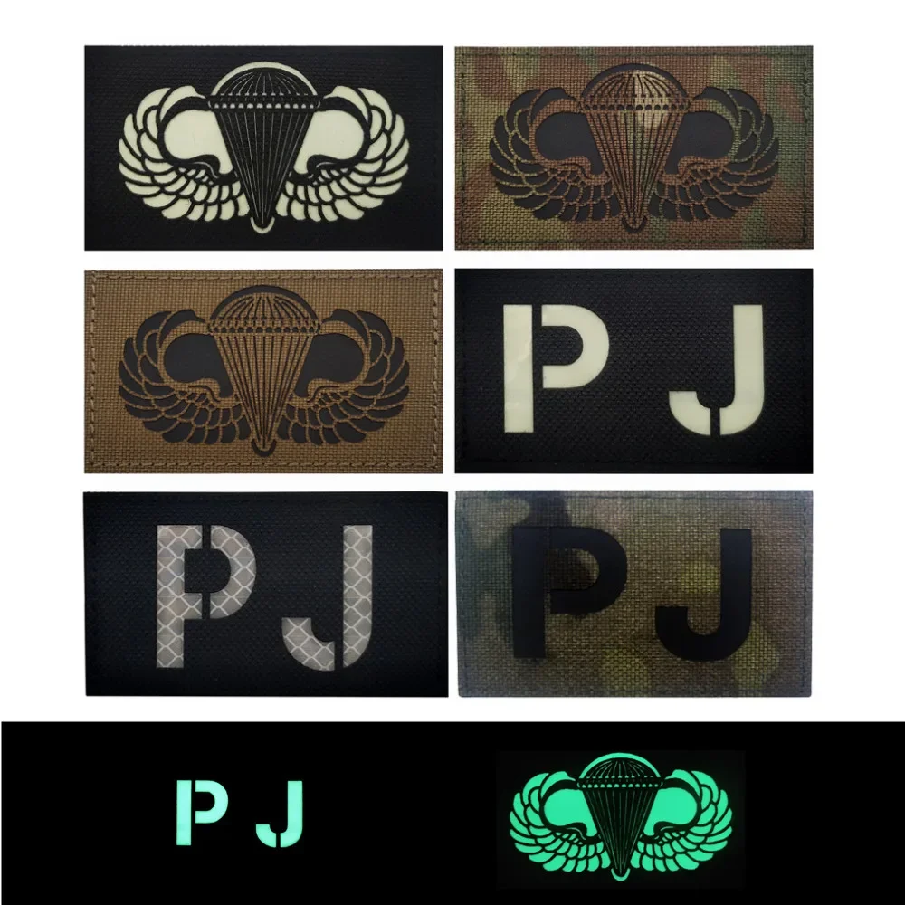 PJ Airborne Paratrooper Reflective IR Tactical Patch Parachutist Tactical Badge Hook & Loop Applique military acessories Patches