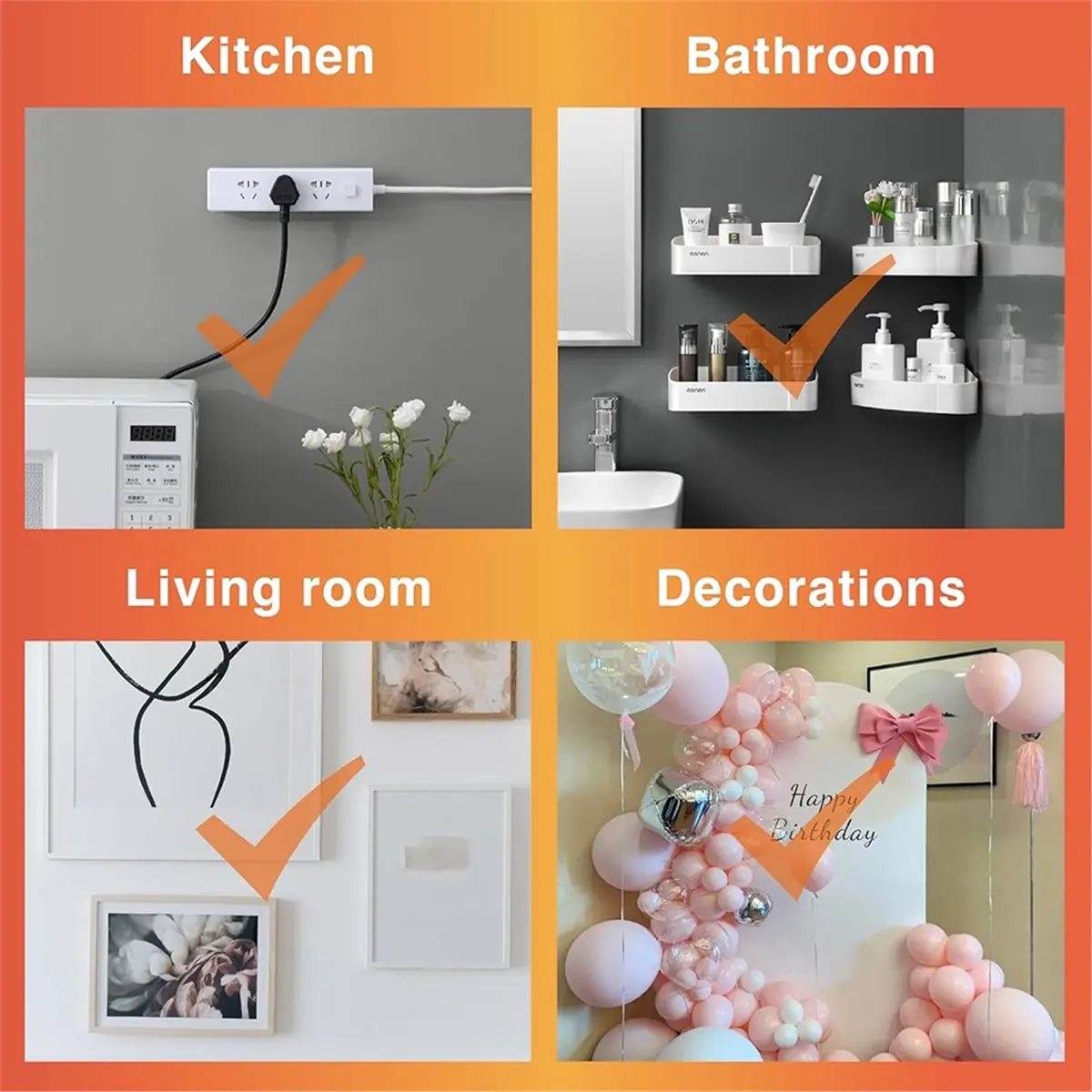 60-Pairs Large Picture Hanging Strips, Heavy Duty, Removable, Waterproof Adhesive for Frames(3.6x0.7in)
