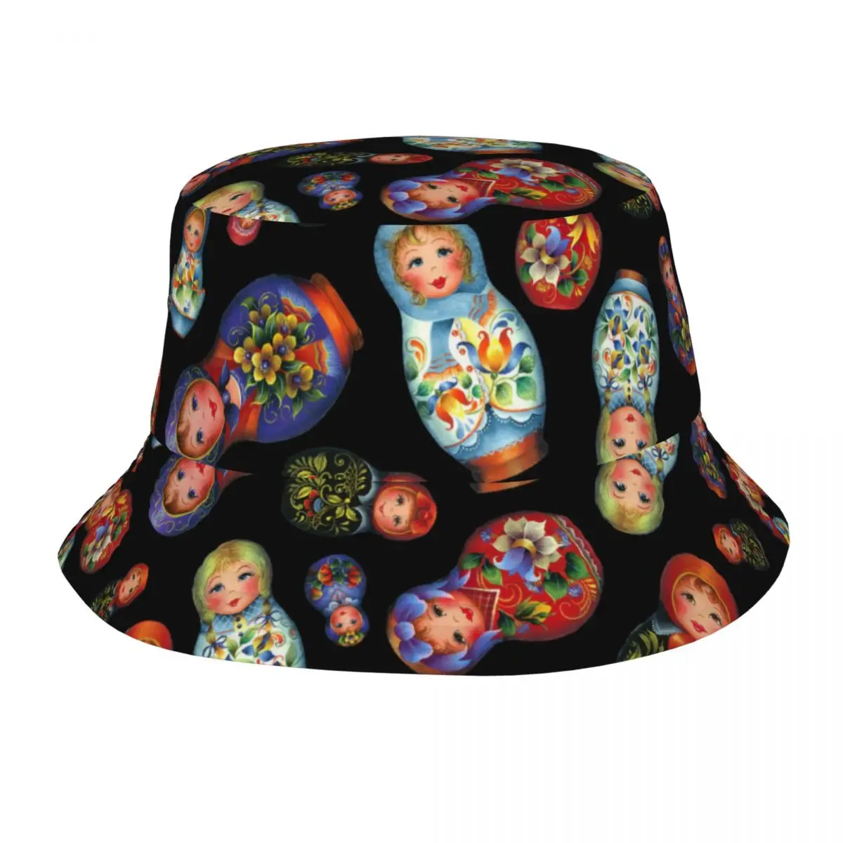 Russian Matryoshka Pattern Bucket Hat Fisherman Foldable Women Men Sunscreen Shade Cap