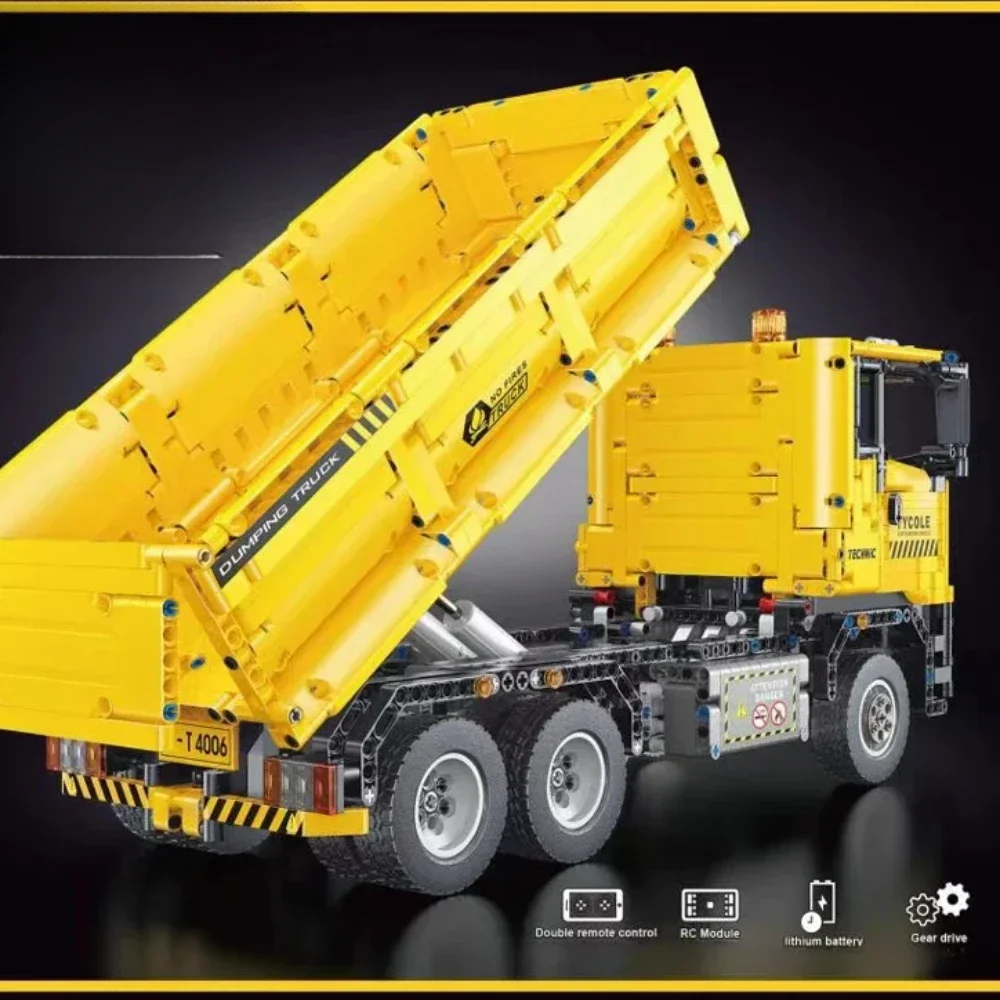 RC التقنية شاحنة قلابة اللبنات قوة المحرك الهندسة نموذج ألعاب البناء التفاعلية هدية عيد الميلاد للأطفال
