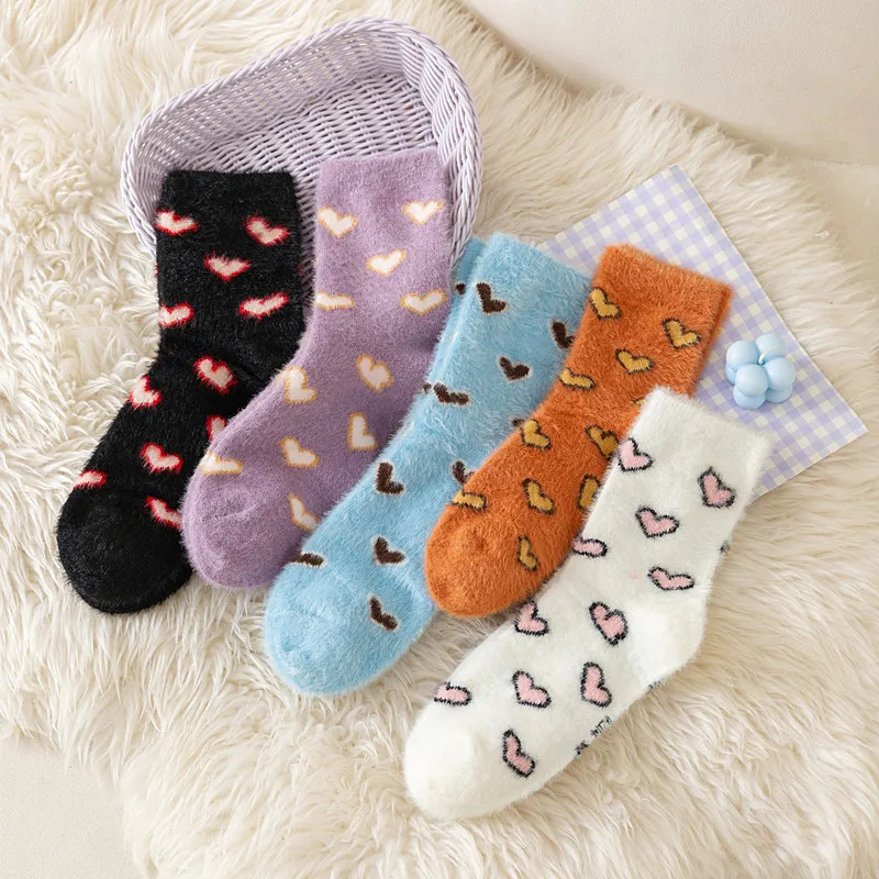 

5 Pairs Women Thermal Thickened Mink Velvet Long Socks Winter Warm Anti Cold Maternity Home Sleep Socks