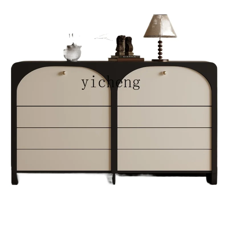 ZK Retro Eight Bucket Locker Living Room Entrance Entrance Cabinet Bedroom Room Tailstock Storage Cabinet Solid Wood