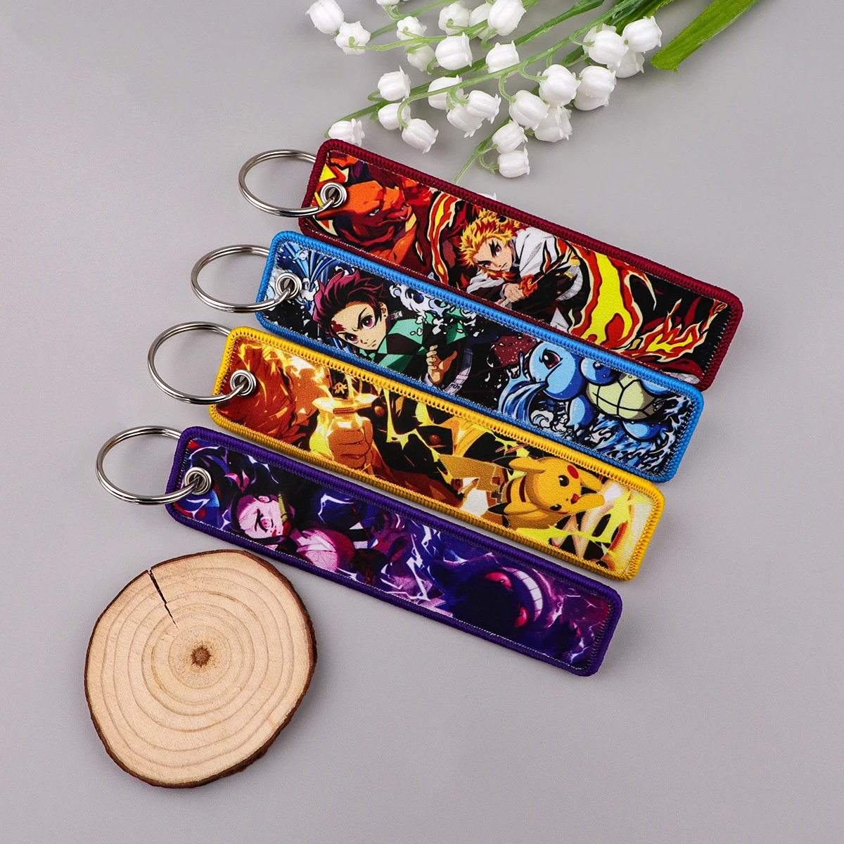 

Magic Anime Embroidery Key Fob Boys Key Tag For Cars Backpack Chaveiro Keychain Fashion Keyring Gifts for Men Women Accessories
