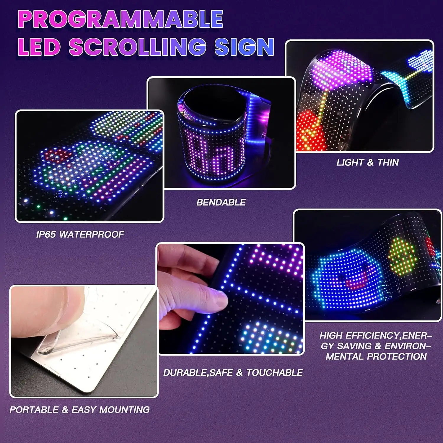 Car LED Sign Bluetooth APP LED Matrix Pixel Panel Night Light DIY Programmable Flexible LED Display For Car Store Hotel Bar