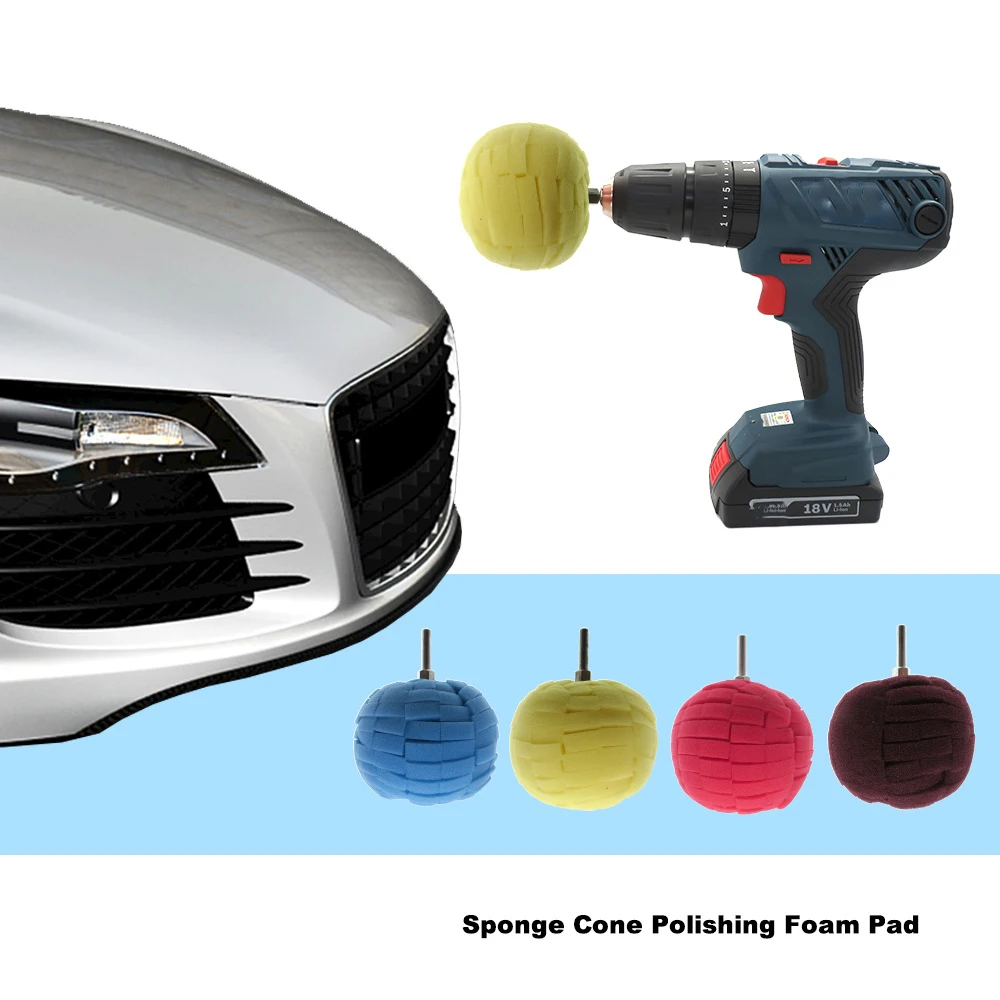 

1-10Pc 80mm Steel Handle 6MM Red Sponge Ball Yellow Waxing Sponge Car Ship Furniture Polishing Tool Grinding Machine Accessories