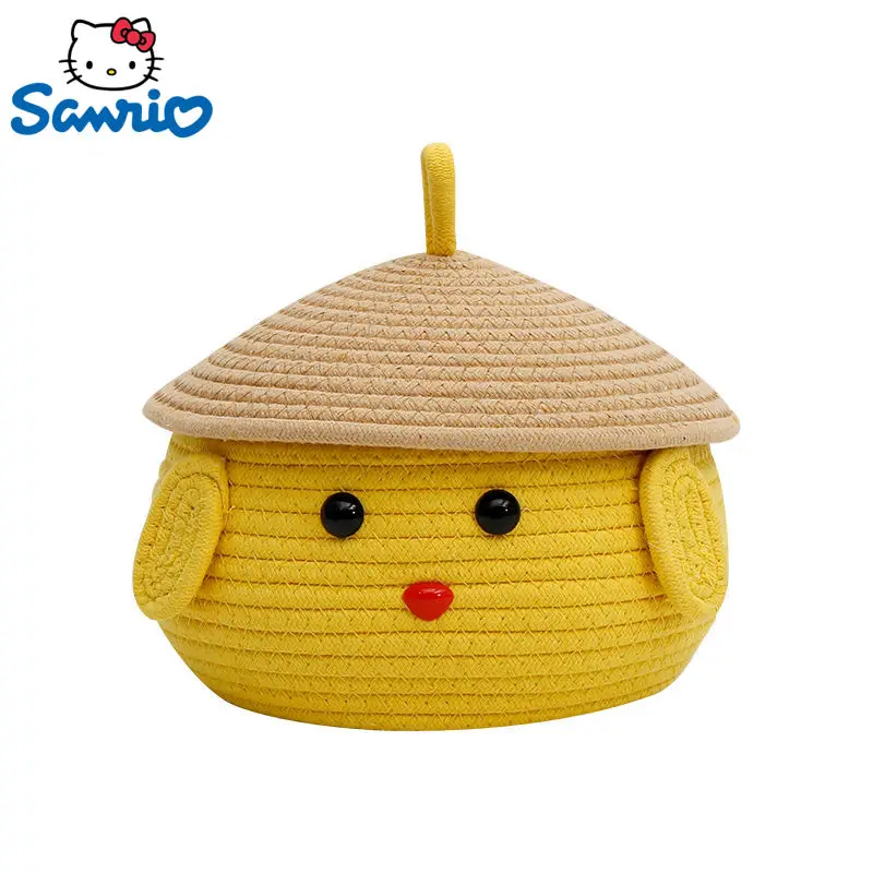 New Cute Sanrio Pochacco Knit Storage Basket Desktop Snack Cosmetic Organizer Disney Lotso Kawaii Children's Toys Mini Basket