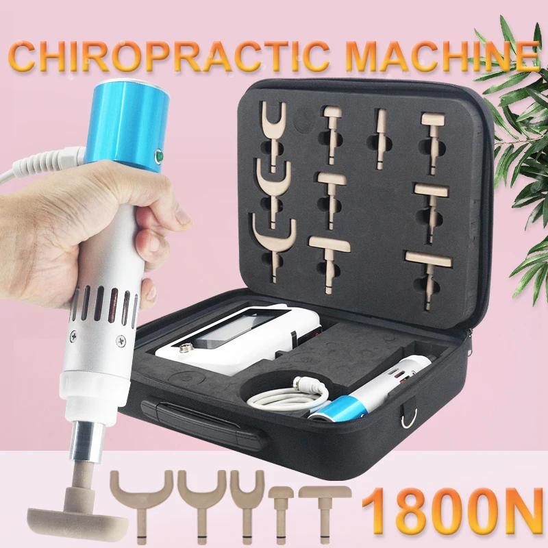 1800N Electric Correction Gun Chiropractic Adjusting Tools Spine Adjustable Intensity Portable 10Heads Back Therapy Massager