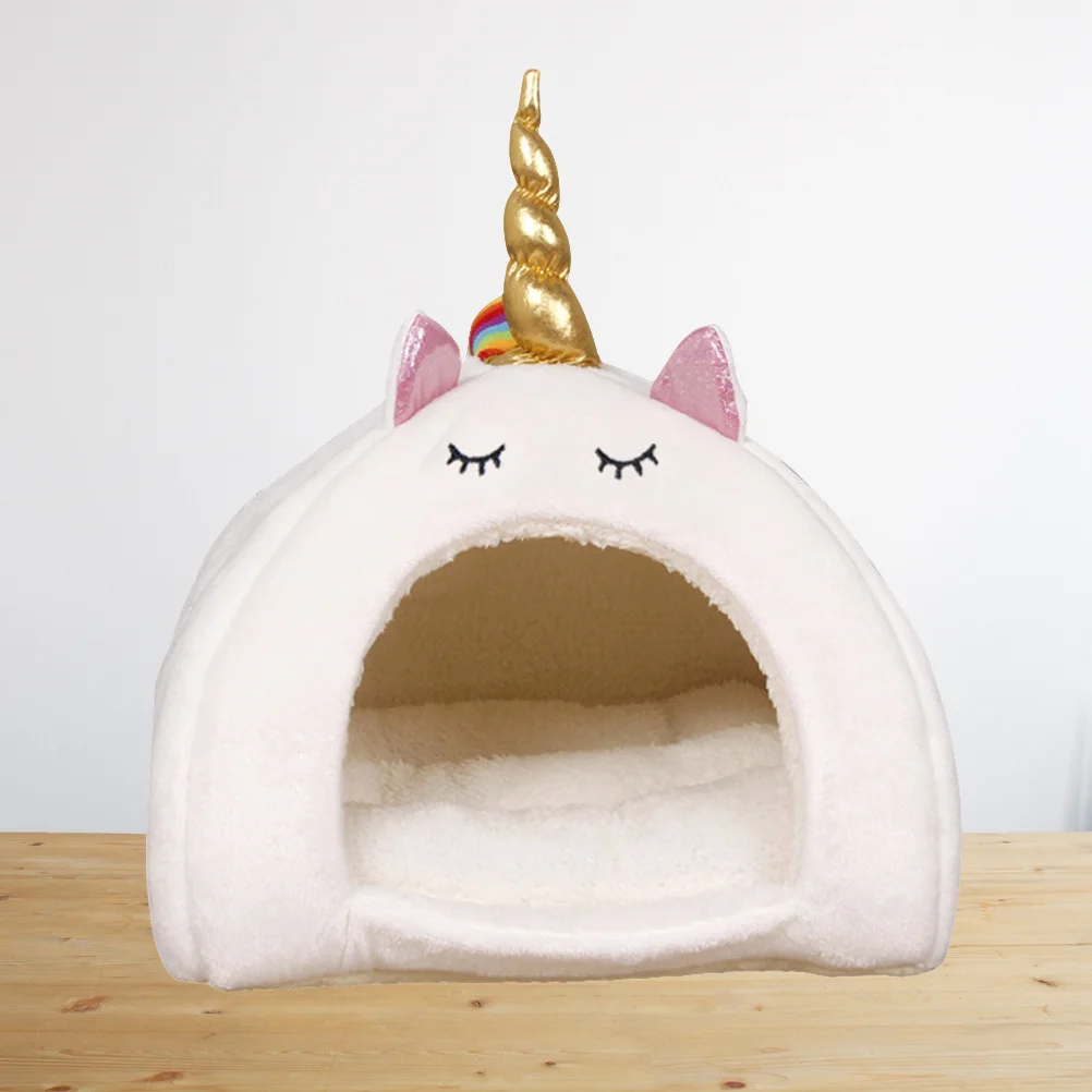 

Soft Unicorn Pet Bed Winter Warm Hamster Squirrel Cage White L Size Perfect for Couch Car Floor Multiuse