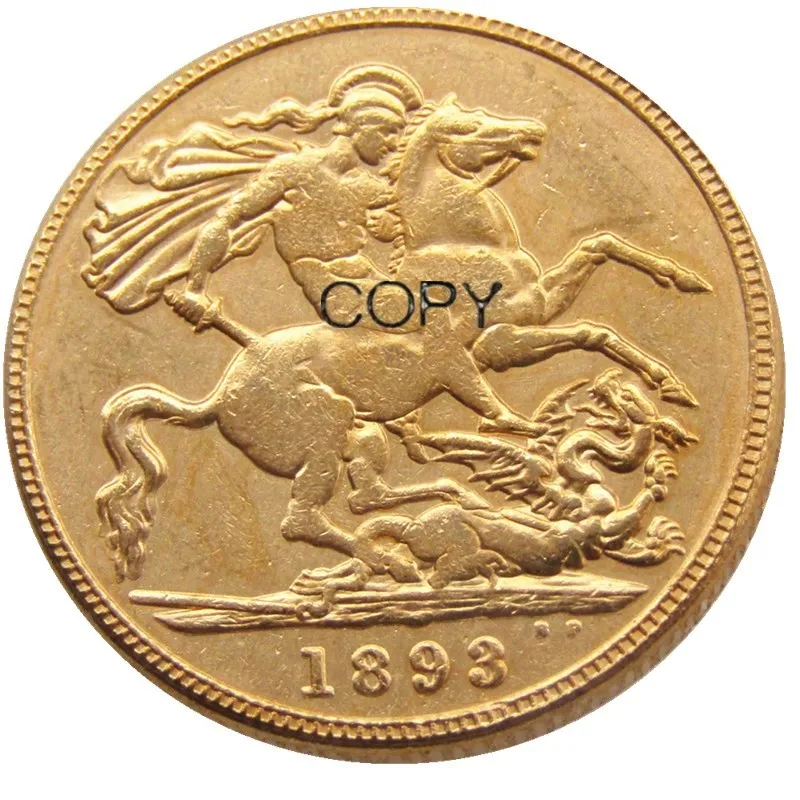 1893 Queen Victoria Great Britain Two Pounds Double Sovereign Gold Plated Copy Coin