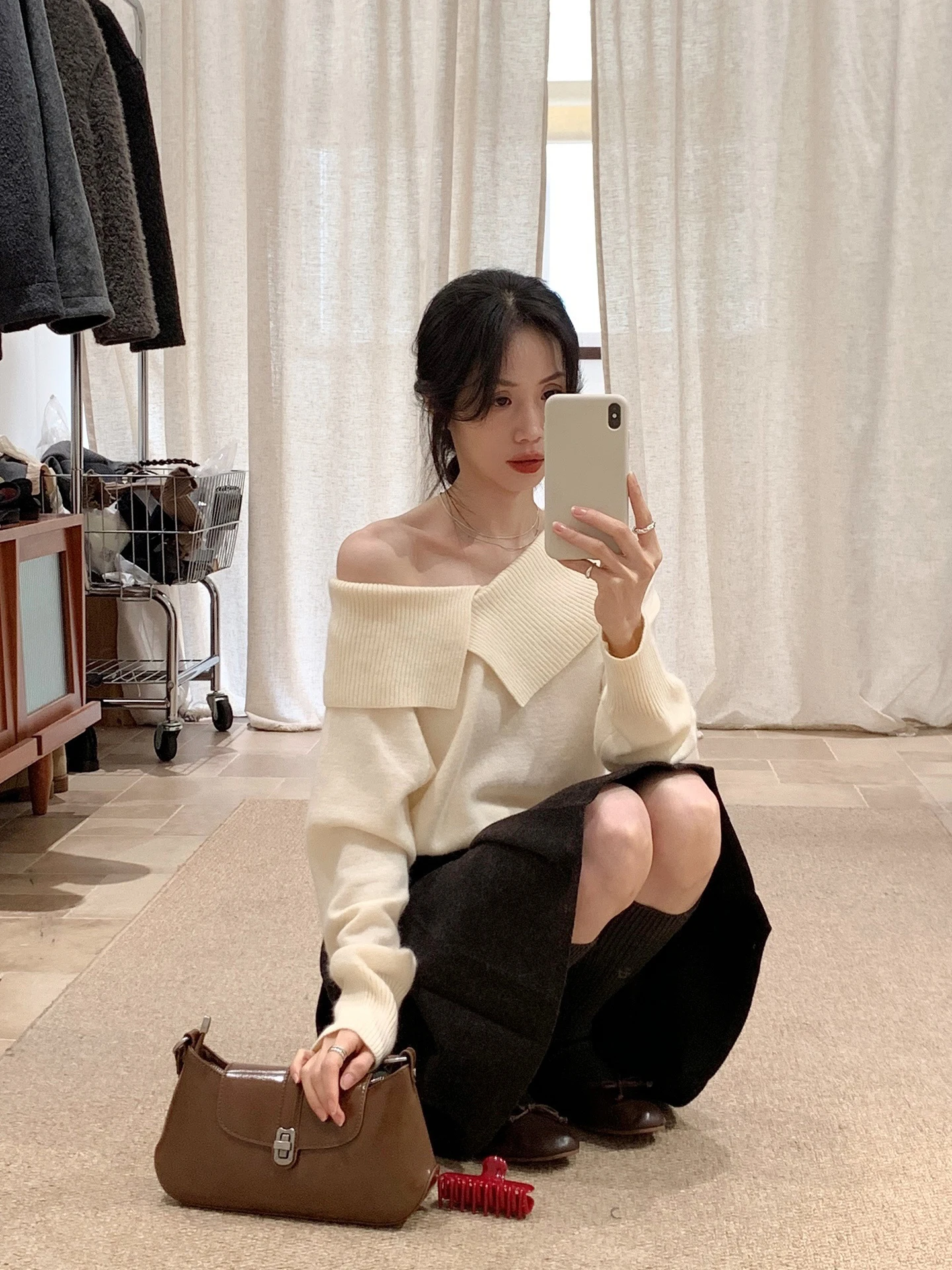 

YNVN корейский мягкий ветер с большим воротником, шерстяной вязаный свитер, женский дизайн, чувственный утягивающий свитер, осень-зима