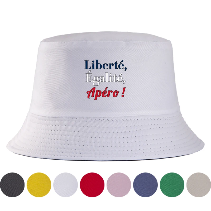 Sombrero de pescador unisex de algodón con estampado 'Liberte Egalite Apero' y humor francés, gorra de sol de verano para fiestas al aire libre y playa