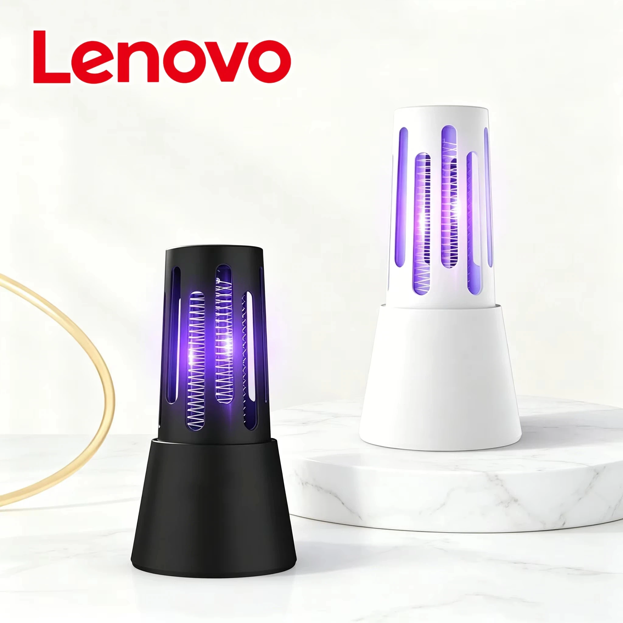 Lâmpada Mata-Mosquitos Lenovo com Carregamento USB, Armadilha para Insetos e Moscas, Lanterna de Acampamento, Raquete Elétrica para Mosquitos para Uso Externo 2026 NOVO