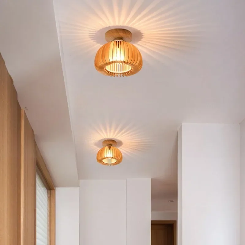 北欧 LED シーリングライト廊下通路廊下シャンデリア照明リビングルーム寝室木製ボディ天井ランプ家の装飾