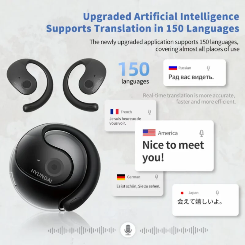 Choice HYUNDAI HY-T26 PRO AI Translation Earbuds Real Time Headphones Bluetooth 5.4 100+ Languages for Travel Business Learning image 2