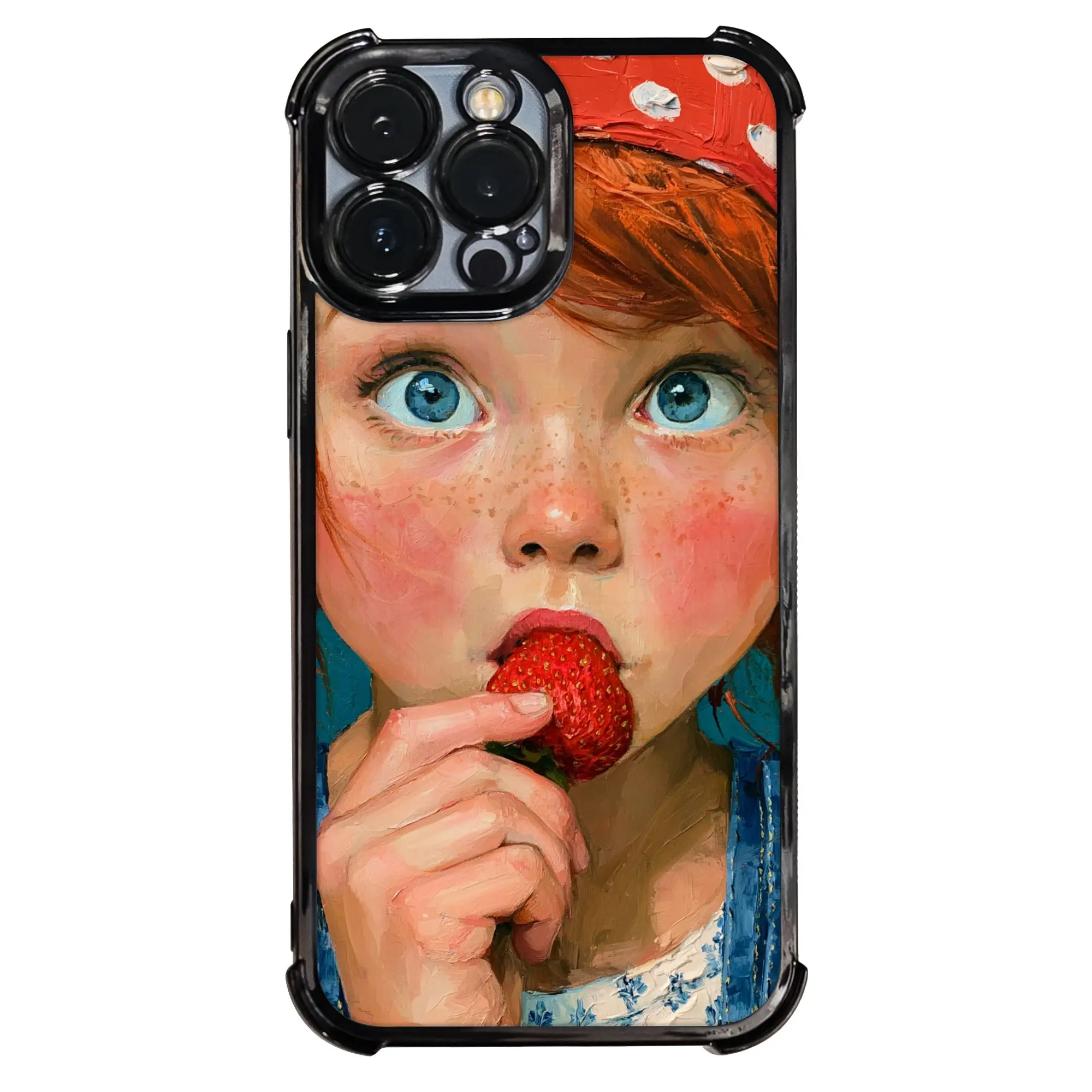 

New Armor Bumper Shockproof Red haired girl art Phone Case Electroplating Process for iPhone Various Models