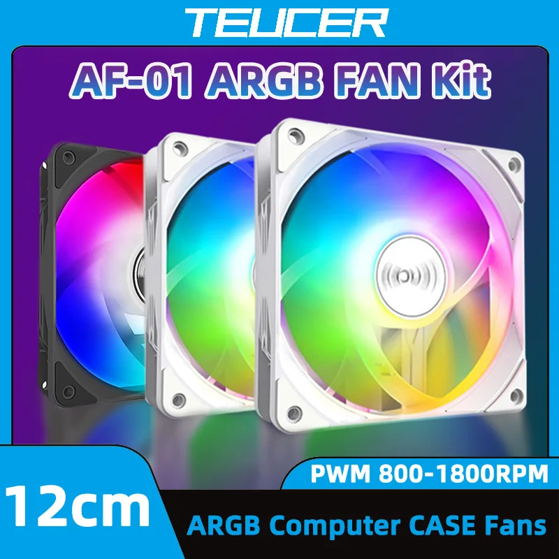 

TEUCER AF-10 Fans 120mm ARGB Ultra Thin PWM Computer Case Fan Kit 4pin High heat dissipation performance Gaming PC Ventilador