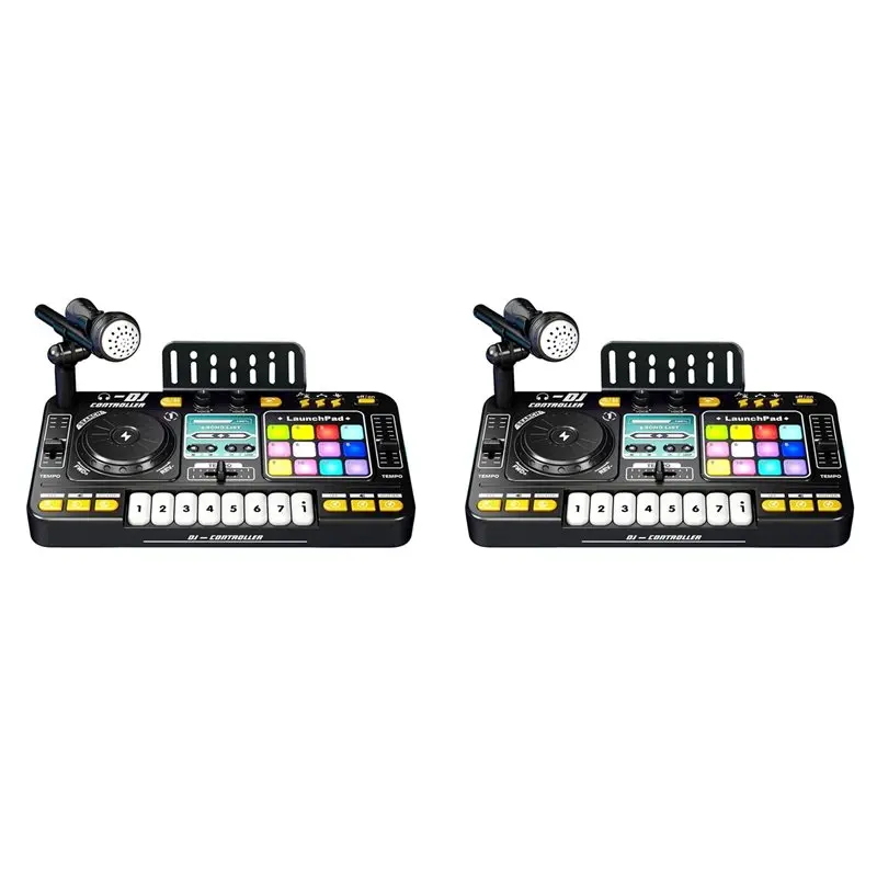 QWE-2X Children Simulation Multifunctional DJ Mixer Controller Electronic Organ DJ Player Music Entertainment